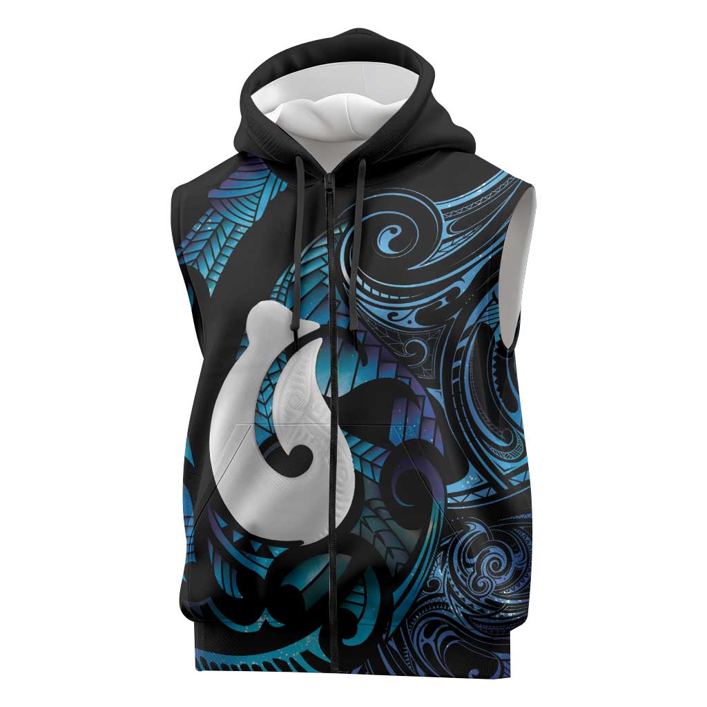 Hei Matau New Zealand Matariki Sleeveless Zip Hoodie NZ Fish Hook Maori Art