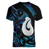 Hei Matau New Zealand Matariki Women V-Neck T-Shirt NZ Fish Hook Maori Art LT14 - Polynesian Pride