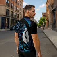 Hei Matau New Zealand Matariki Zipper Polo Shirt NZ Fish Hook Maori Art