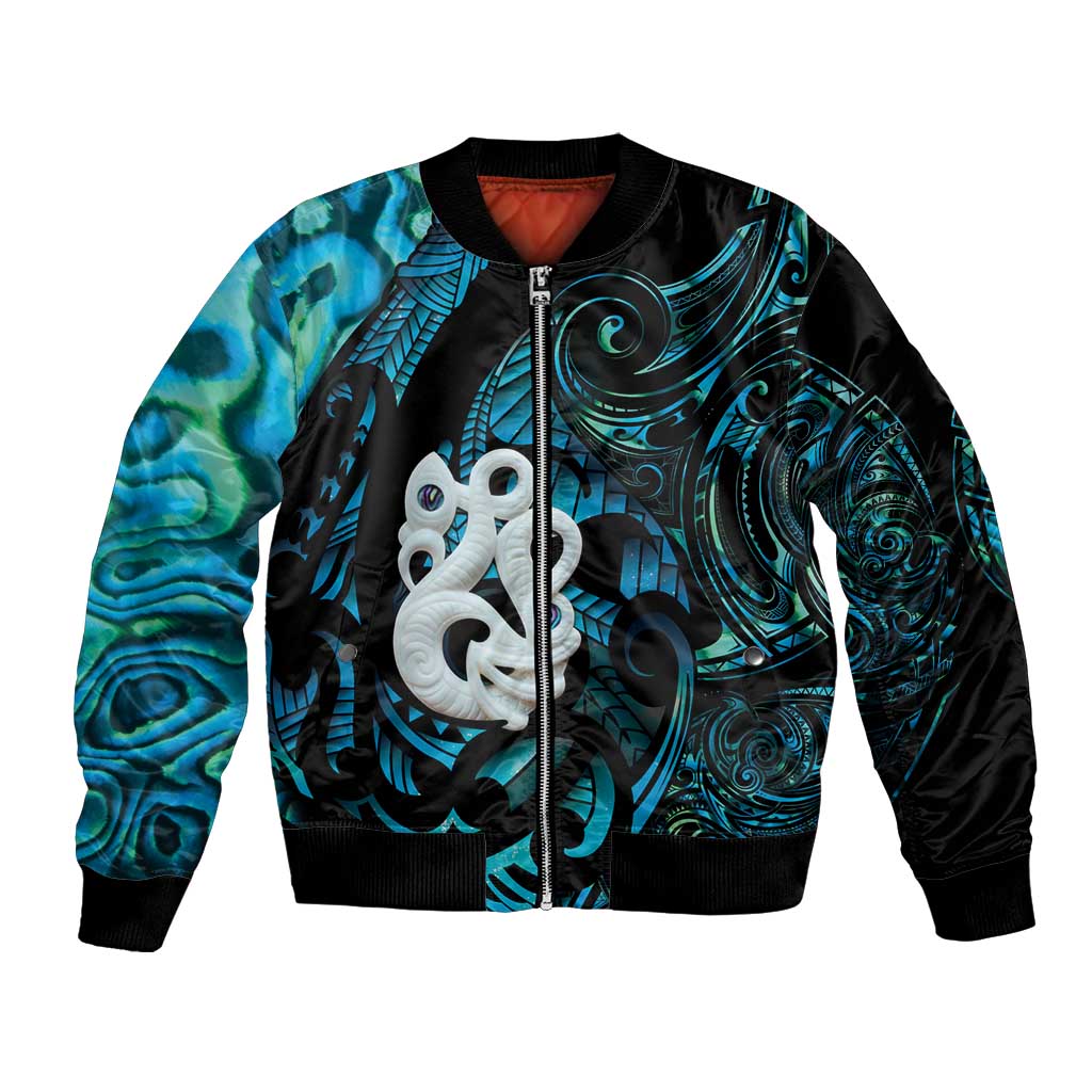 Manaia New Zealand Matariki Bomber Jacket NZ Paua Shell Maori Art