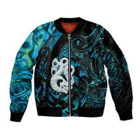 Manaia New Zealand Matariki Bomber Jacket NZ Paua Shell Maori Art