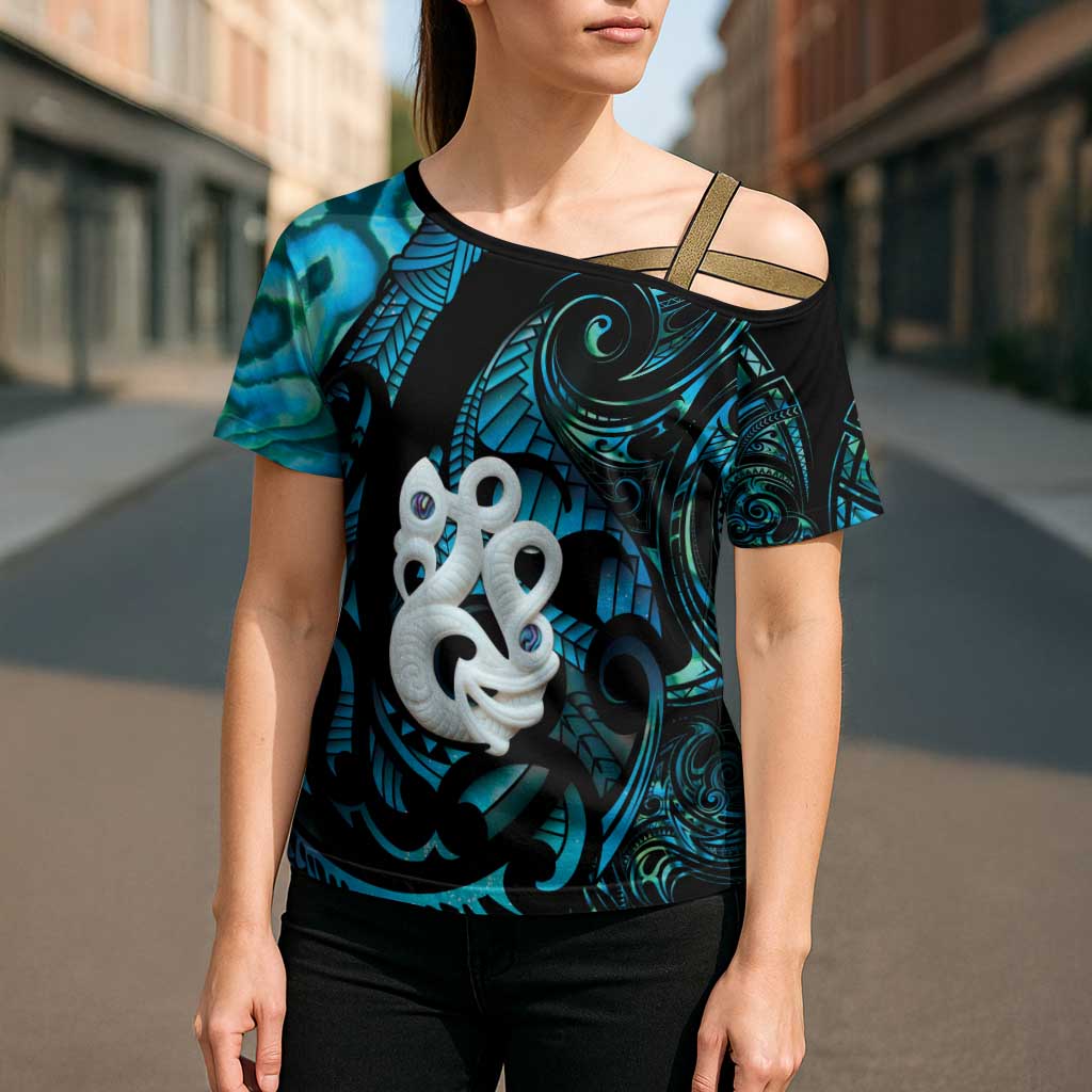 Manaia New Zealand Matariki Cross Shoulder Shirt NZ Paua Shell Maori Art