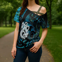 Manaia New Zealand Matariki Cross Shoulder Shirt NZ Paua Shell Maori Art