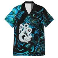 Manaia New Zealand Matariki Family Matching Off Shoulder Short Dress and Hawaiian Shirt NZ Paua Shell Maori Art LT14 Dad's Shirt - Short Sleeve Turquoise - Polynesian Pride