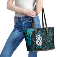 Manaia New Zealand Matariki Leather Tote Bag NZ Paua Shell Maori Art