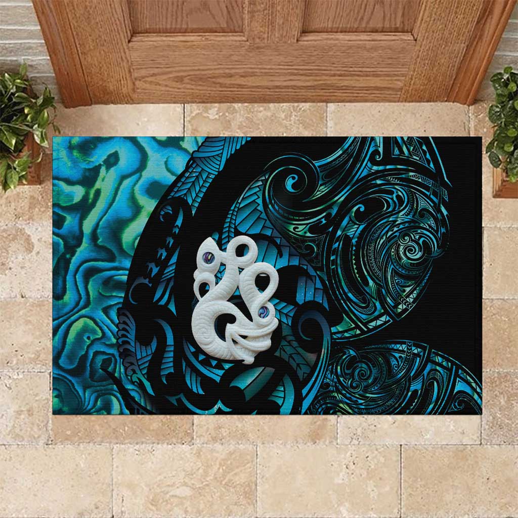 Manaia New Zealand Matariki Rubber Doormat NZ Paua Shell Maori Art