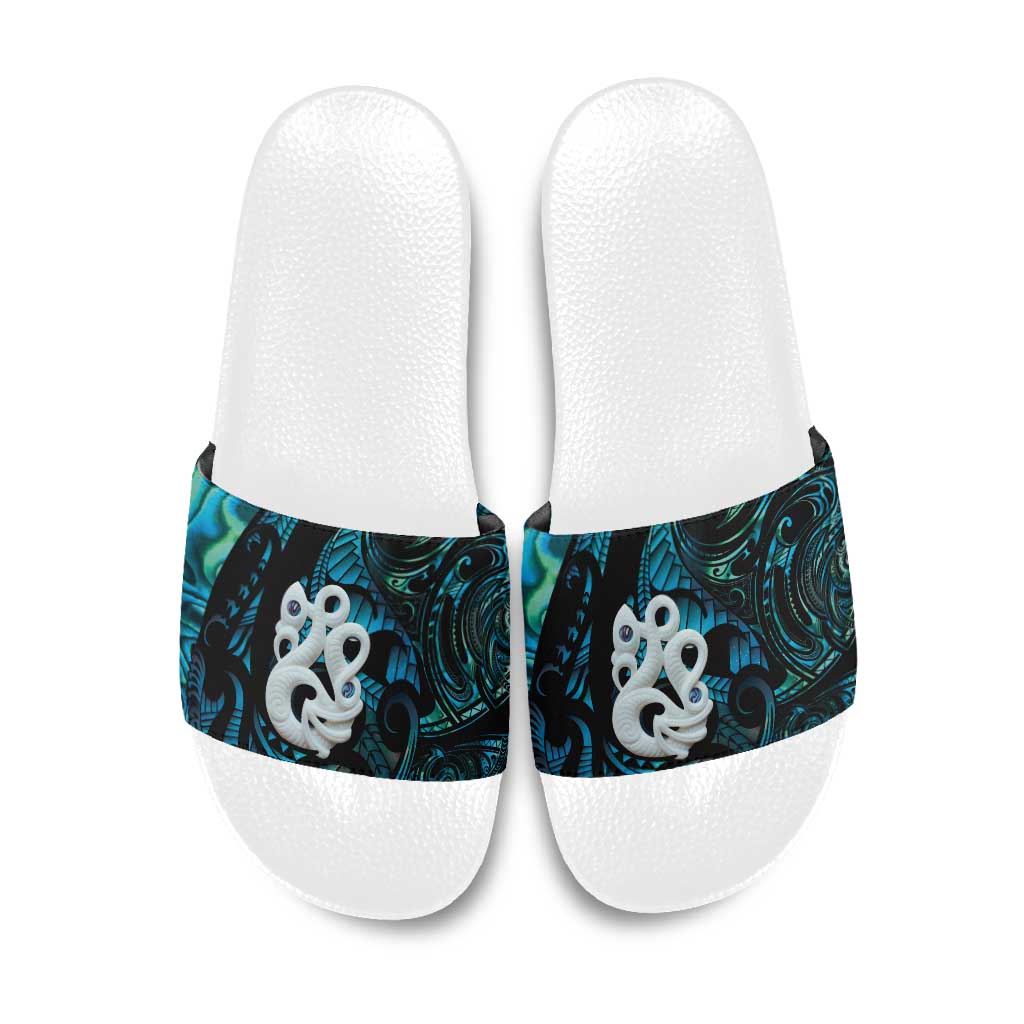 Manaia New Zealand Matariki Slide Sandals NZ Paua Shell Maori Art