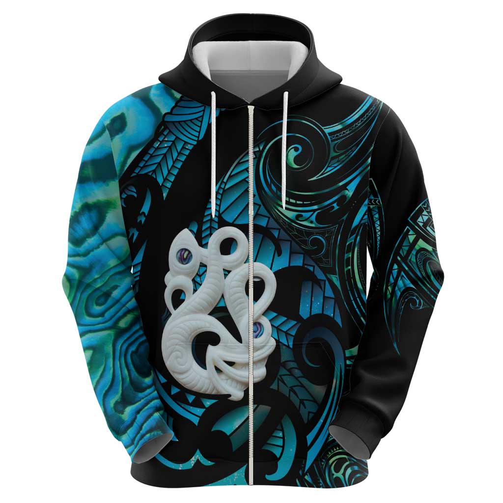 Manaia New Zealand Matariki Zip Hoodie NZ Paua Shell Maori Art
