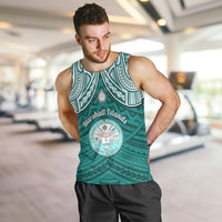 Personalised Marshall Islands Men Tank Top Turquoise Polynesian Tribal Mix Coat Of Arms LT14 - Polynesian Pride