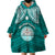 Personalised Marshall Islands Wearable Blanket Hoodie Turquoise Polynesian Tribal Mix Coat Of Arms LT14 - Polynesian Pride