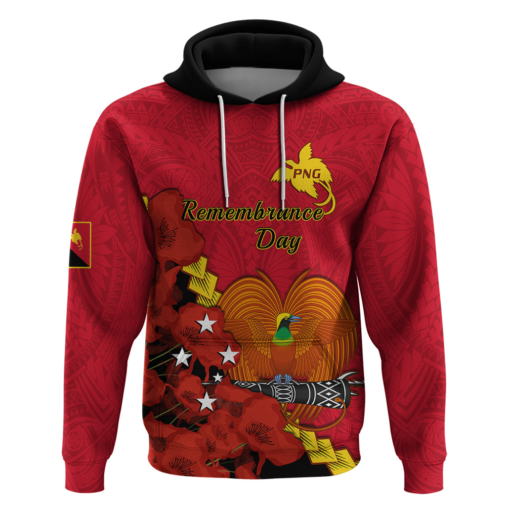 Polynesian Pride Remembrance Day PNG Hoodie Papua New Guinea We Will Remember Them LT14 Red - Polynesian Pride