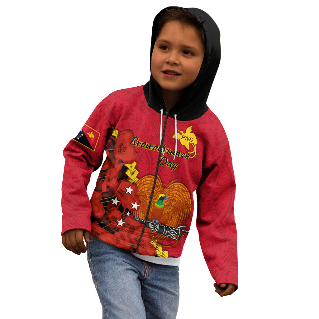 Polynesian Pride Remembrance Day PNG Kid Hoodie Papua New Guinea We Will Remember Them LT14 - Polynesian Pride