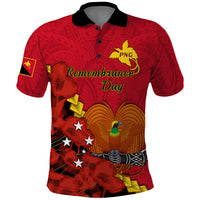 Polynesian Pride Remembrance Day PNG Polo Shirt Papua New Guinea We Will Remember Them LT14 Red - Polynesian Pride