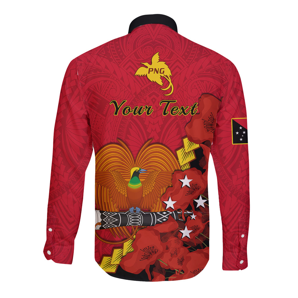 Personalised Remembrance Day PNG Long Sleeve Button Shirt Papua New Guinea We Will Remember Them LT14 - Polynesian Pride