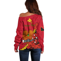 Personalised Remembrance Day PNG Off Shoulder Sweater Papua New Guinea We Will Remember Them LT14 - Polynesian Pride