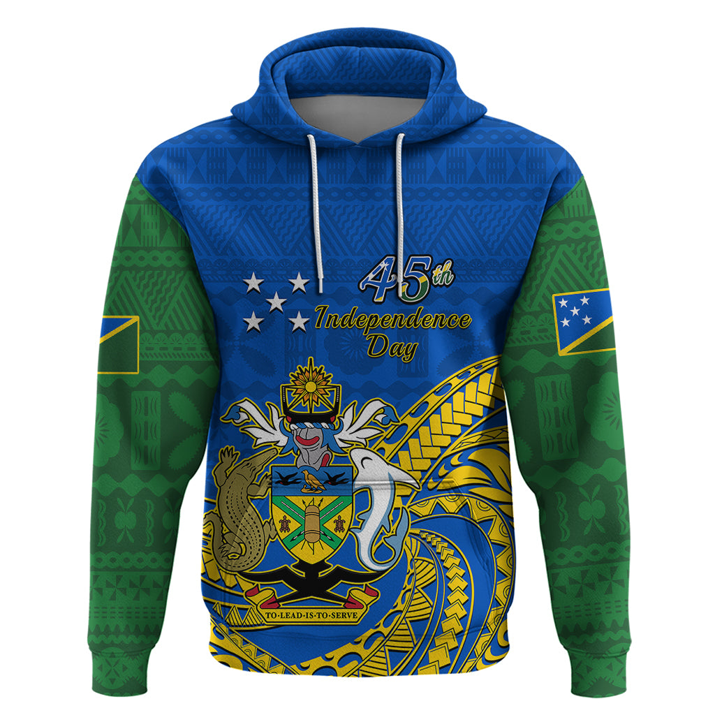 Polynesian Pride Independence Day Solomon Islands Hoodie Happy 45th Anniversary LT14 Blue - Polynesian Pride