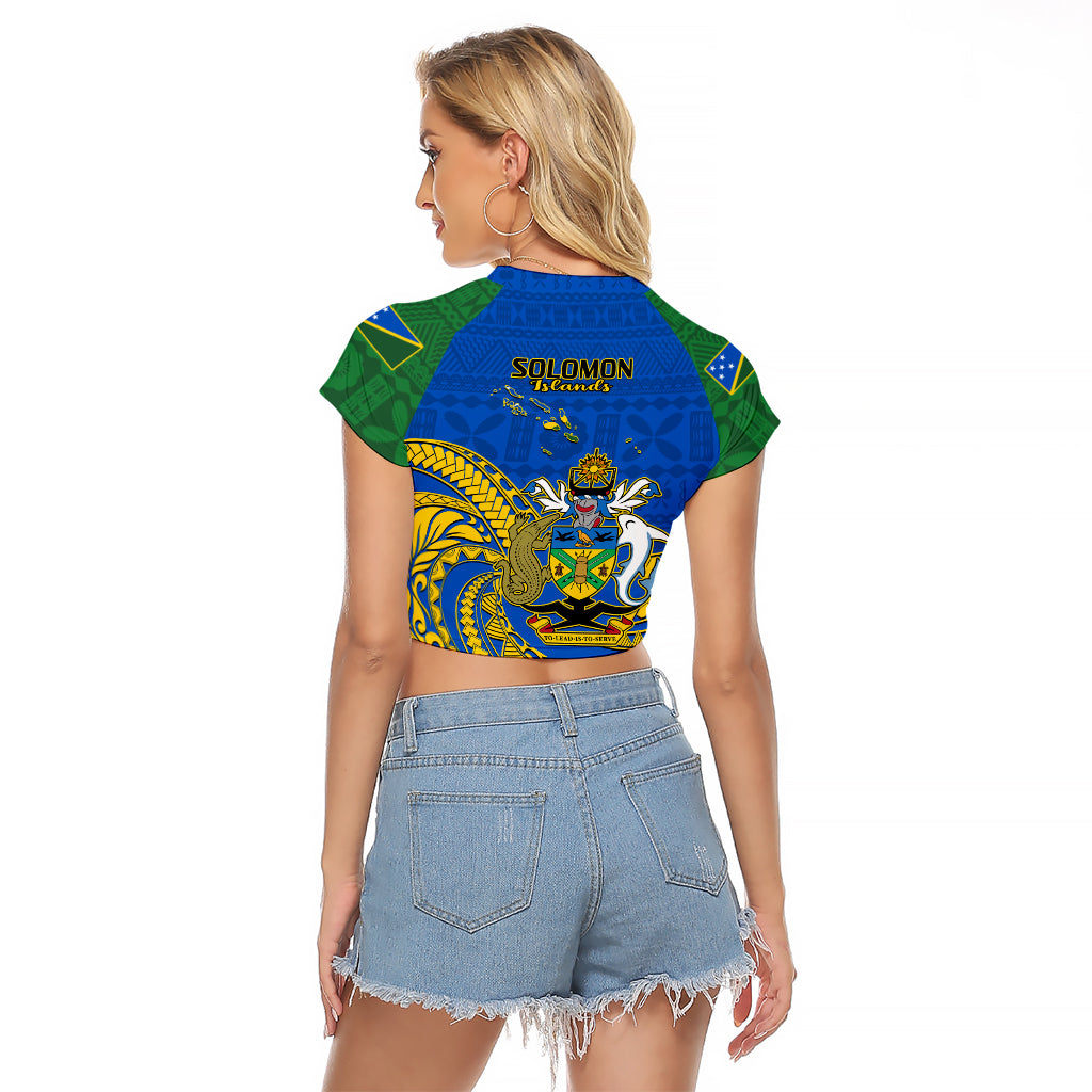 Polynesian Pride Independence Day Solomon Islands Raglan Cropped T Shirt Happy 45th Anniversary LT14 - Polynesian Pride