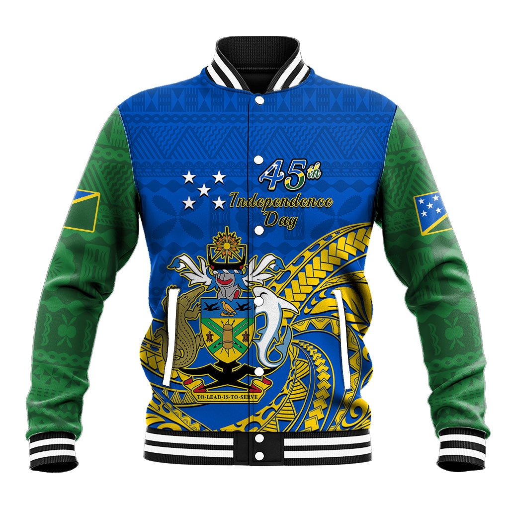 Personalised Independence Day Solomon Islands Baseball Jacket Happy 45th Anniversary LT14 Unisex Blue - Polynesian Pride