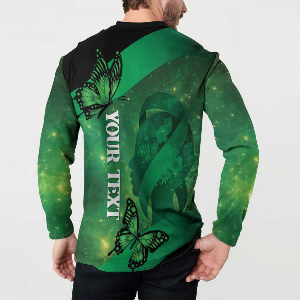 Personalised World Mental Health Awareness Month Button Sweatshirt Warriors Brave Strong Galaxy Vibes