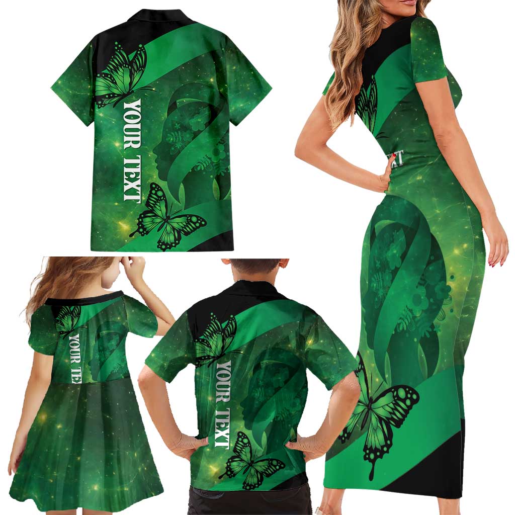 Personalised World Mental Health Awareness Month Family Matching Short Sleeve Bodycon Dress and Hawaiian Shirt Warriors Brave Strong Galaxy Vibes