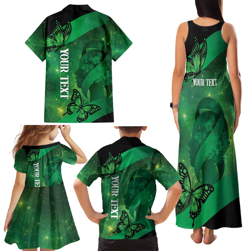 Personalised World Mental Health Awareness Month Family Matching Tank Maxi Dress and Hawaiian Shirt Warriors Brave Strong Galaxy Vibes