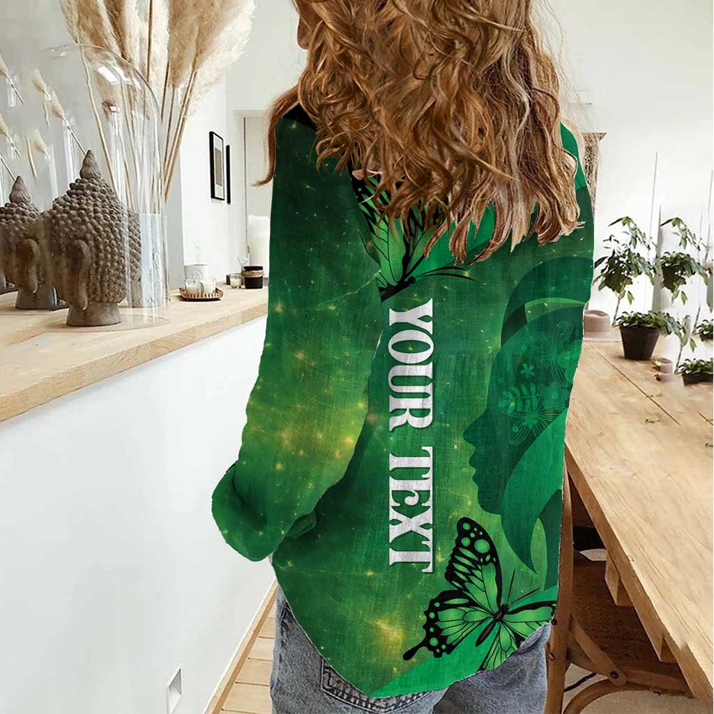Personalised World Mental Health Awareness Month Women Casual Shirt Warriors Brave Strong Galaxy Vibes