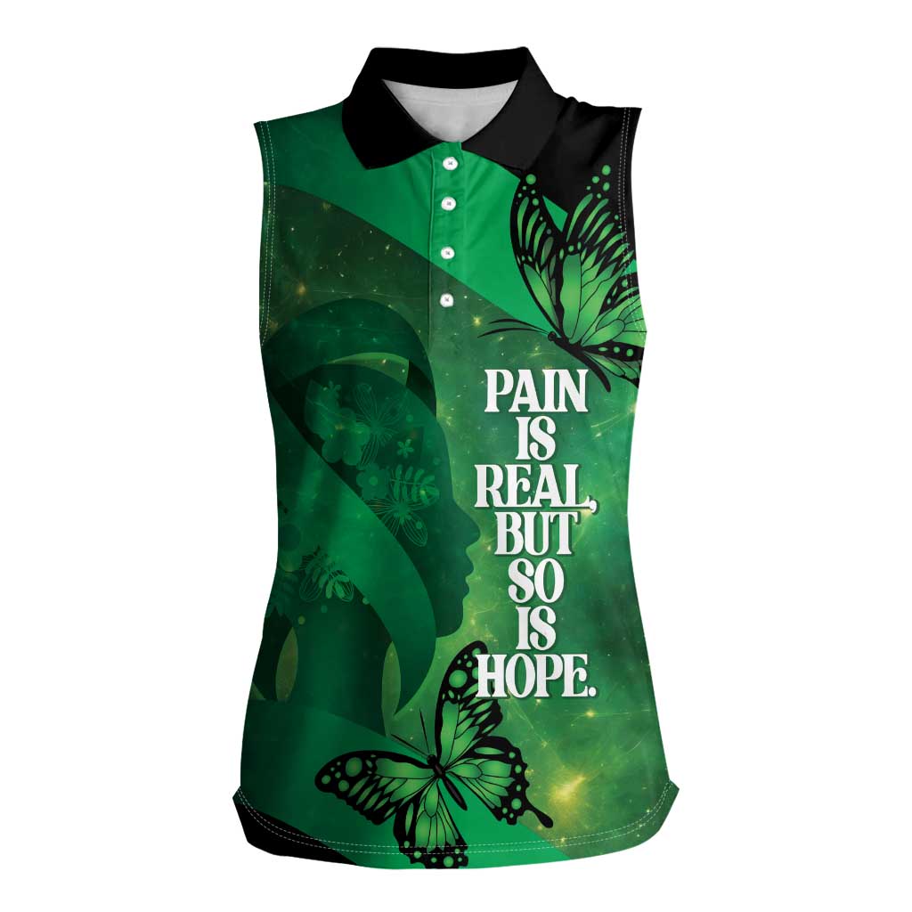 Personalised World Mental Health Awareness Month Women Sleeveless Polo Shirt Warriors Brave Strong Galaxy Vibes