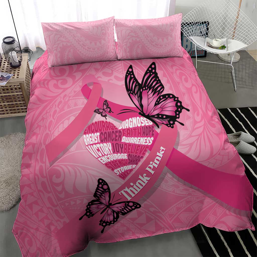 Polynesia Breast Cancer Awareness Month Bedding Set Pink Ribbon Mix Butterflies