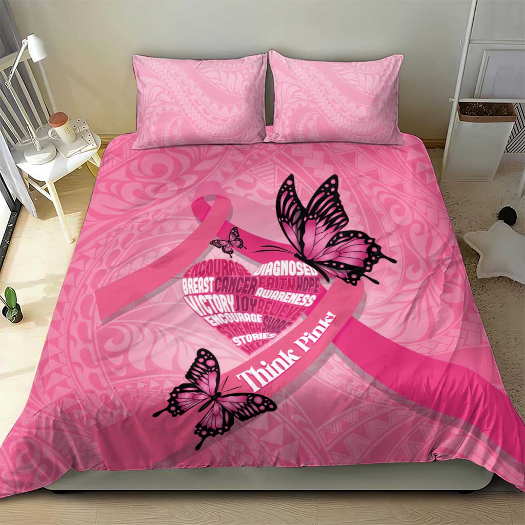 Polynesia Breast Cancer Awareness Month Bedding Set Pink Ribbon Mix Butterflies
