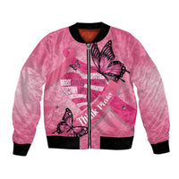 Polynesia Breast Cancer Awareness Month Bomber Jacket Pink Ribbon Mix Butterflies