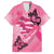 Polynesia Breast Cancer Awareness Month Family Matching Off The Shoulder Long Sleeve Dress and Hawaiian Shirt Pink Ribbon Mix Butterflies
