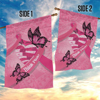 Polynesia Breast Cancer Awareness Month Garden Flag Pink Ribbon Mix Butterflies