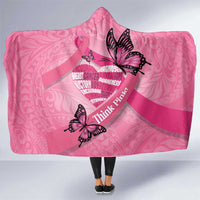 Polynesia Breast Cancer Awareness Month Hooded Blanket Pink Ribbon Mix Butterflies