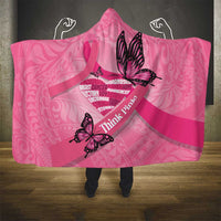 Polynesia Breast Cancer Awareness Month Hooded Blanket Pink Ribbon Mix Butterflies