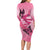Polynesia Breast Cancer Awareness Month Long Sleeve Bodycon Dress Pink Ribbon Mix Butterflies