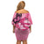 Polynesia Breast Cancer Awareness Month Off Shoulder Short Dress Pink Ribbon Mix Butterflies