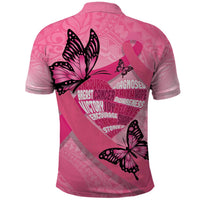 Polynesia Breast Cancer Awareness Month Polo Shirt Pink Ribbon Mix Butterflies