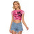 Polynesia Breast Cancer Awareness Month Raglan Cropped T Shirt Pink Ribbon Mix Butterflies