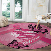 Polynesia Breast Cancer Awareness Month Round Carpet Pink Ribbon Mix Butterflies