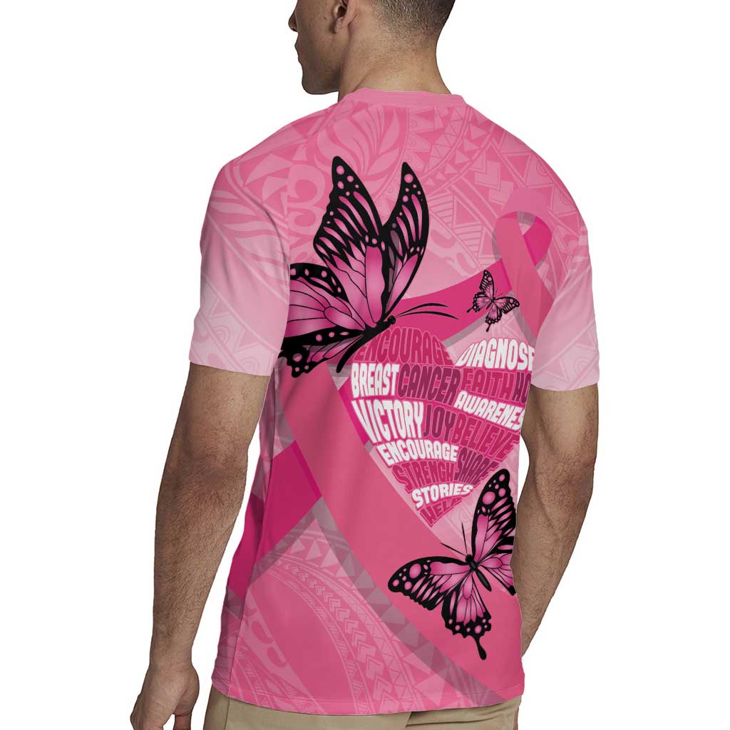 Polynesia Breast Cancer Awareness Month Rugby Jersey Pink Ribbon Mix Butterflies