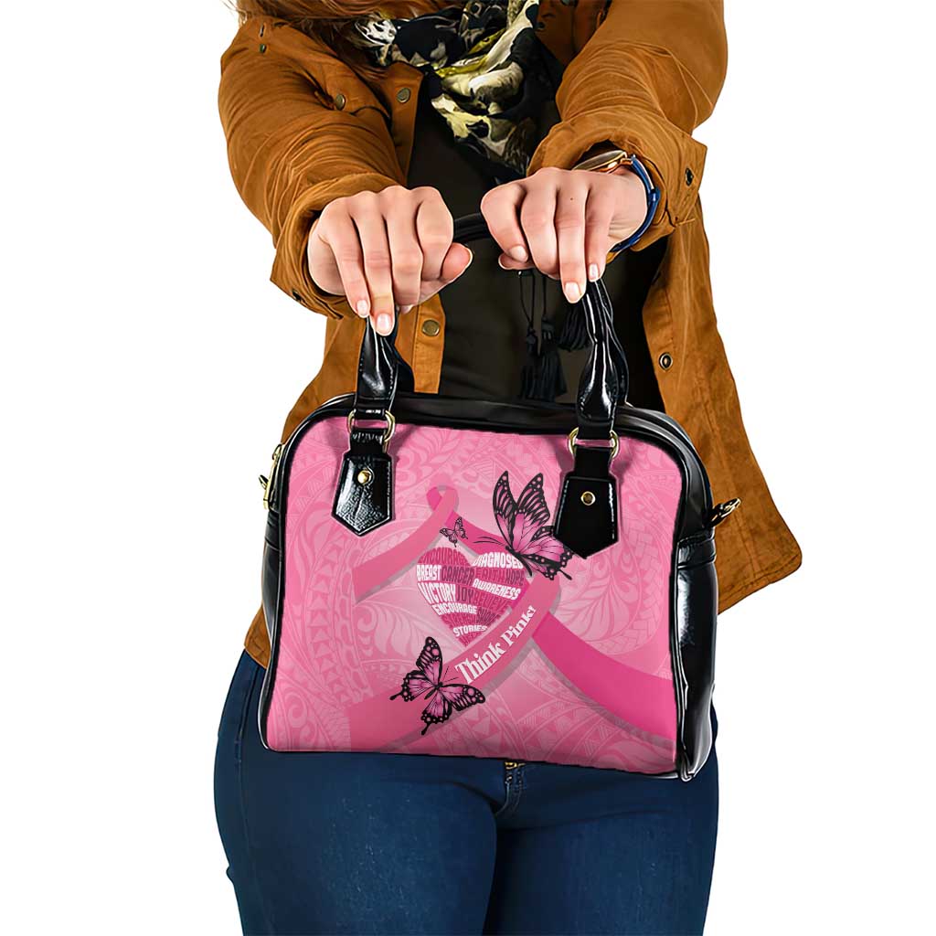 Polynesia Breast Cancer Awareness Month Shoulder Handbag Pink Ribbon Mix Butterflies