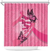 Polynesia Breast Cancer Awareness Month Shower Curtain Pink Ribbon Mix Butterflies