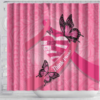 Polynesia Breast Cancer Awareness Month Shower Curtain Pink Ribbon Mix Butterflies