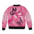Polynesia Breast Cancer Awareness Month Sleeve Zip Bomber Jacket Pink Ribbon Mix Butterflies