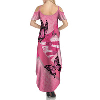 Polynesia Breast Cancer Awareness Month Summer Maxi Dress Pink Ribbon Mix Butterflies