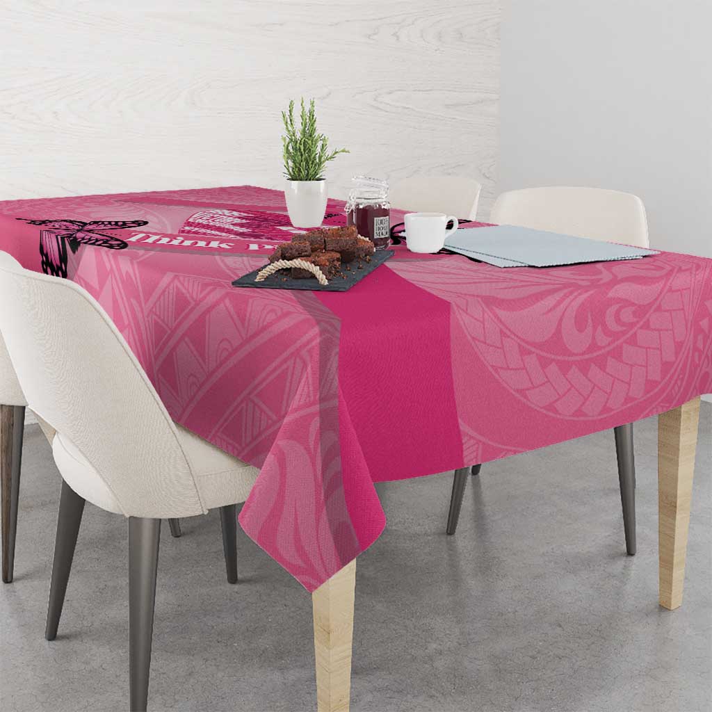 Polynesia Breast Cancer Awareness Month Tablecloth Pink Ribbon Mix Butterflies