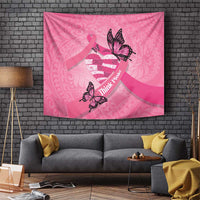 Polynesia Breast Cancer Awareness Month Tapestry Pink Ribbon Mix Butterflies
