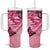 Polynesia Breast Cancer Awareness Month Tumbler With Handle Pink Ribbon Mix Butterflies