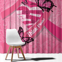 Polynesia Breast Cancer Awareness Month Window Curtain Pink Ribbon Mix Butterflies