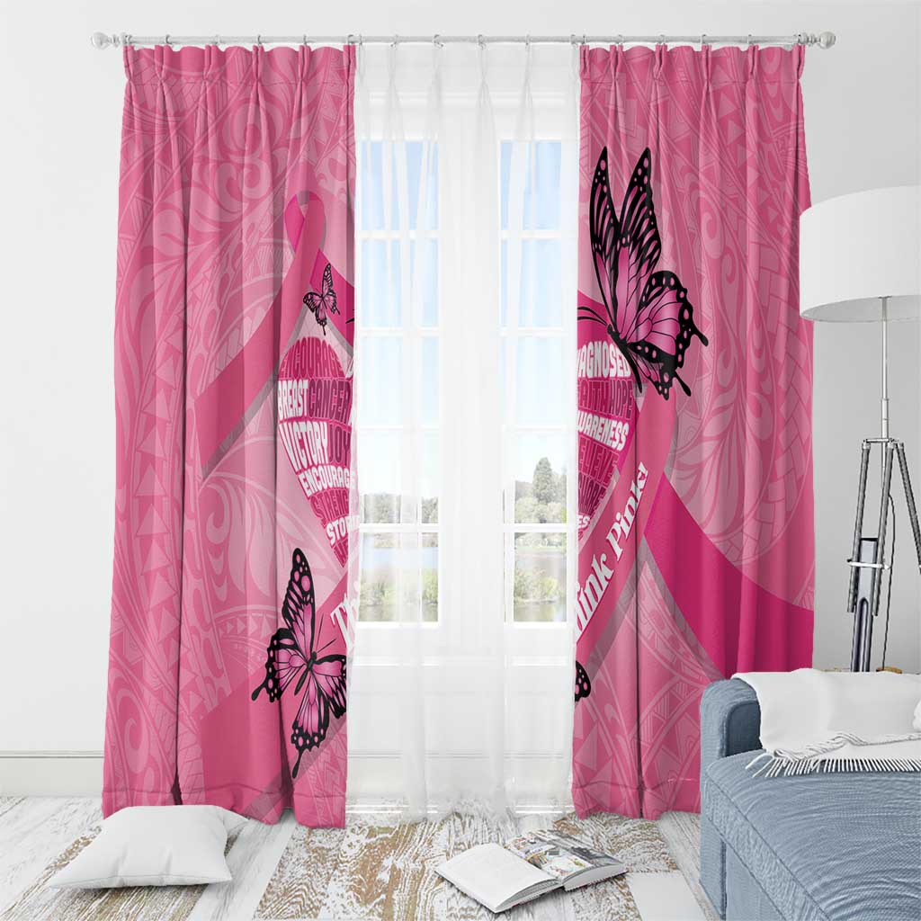 Polynesia Breast Cancer Awareness Month Window Curtain Pink Ribbon Mix Butterflies